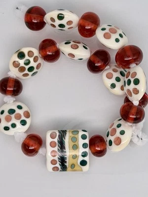 Lot Of 19 Gorgeous Handmade Artisan Lampwork Beads Fall Autumn Colors 25mm Focal - image 1 of 4