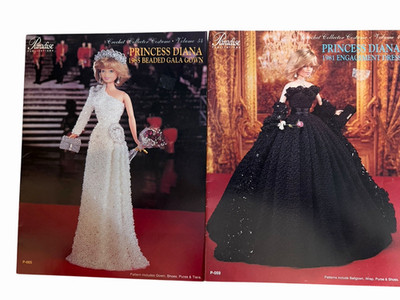 Lot Of 2 Vintage Paradise Princess Diana Crochet Doll Patterns Gala Engagement