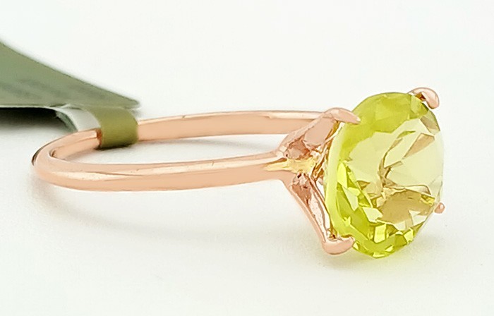 GENUINE 2.62 Cts PERIDOT SOLITAIRE RING 10k ROSE GOLD-Free Certificate Appraisal