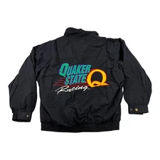 Vintage Quaker State Racing Jacket Mens Medium NASCAR Embroidered Coat 90s
