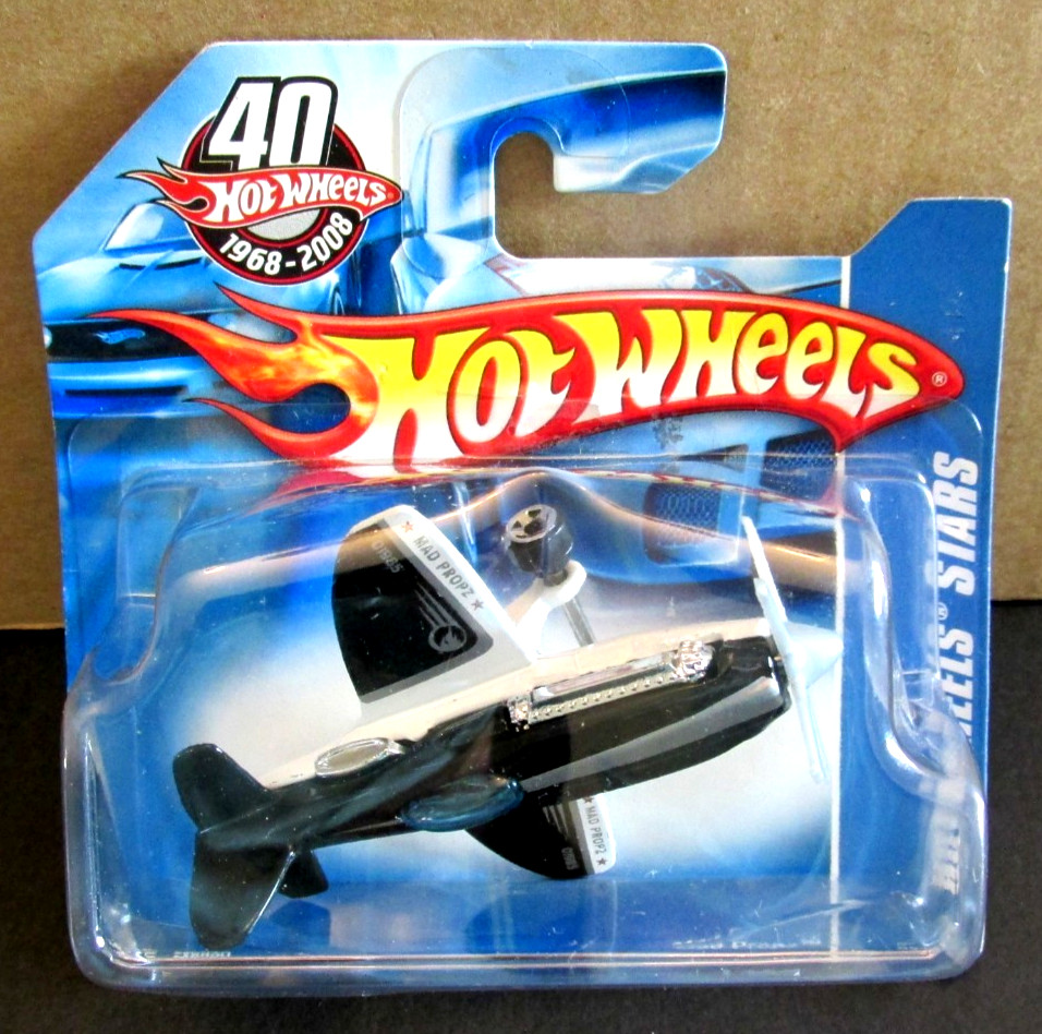 2007 Hot Wheels #054 Mad Propz Plane M6920 Black White NIP
