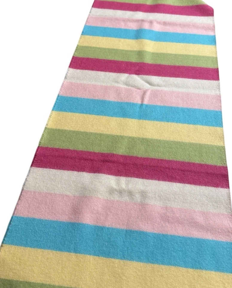 "Bufanda a rayas pastel 100 % cachemir hecha en Escocia flecos 69"" dinero Barbiecore" Foto 4 de 4