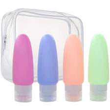 3oz Leak-Proof Refillable Travel Bottles for Toiletries,4 Pack with Toiletry Bag