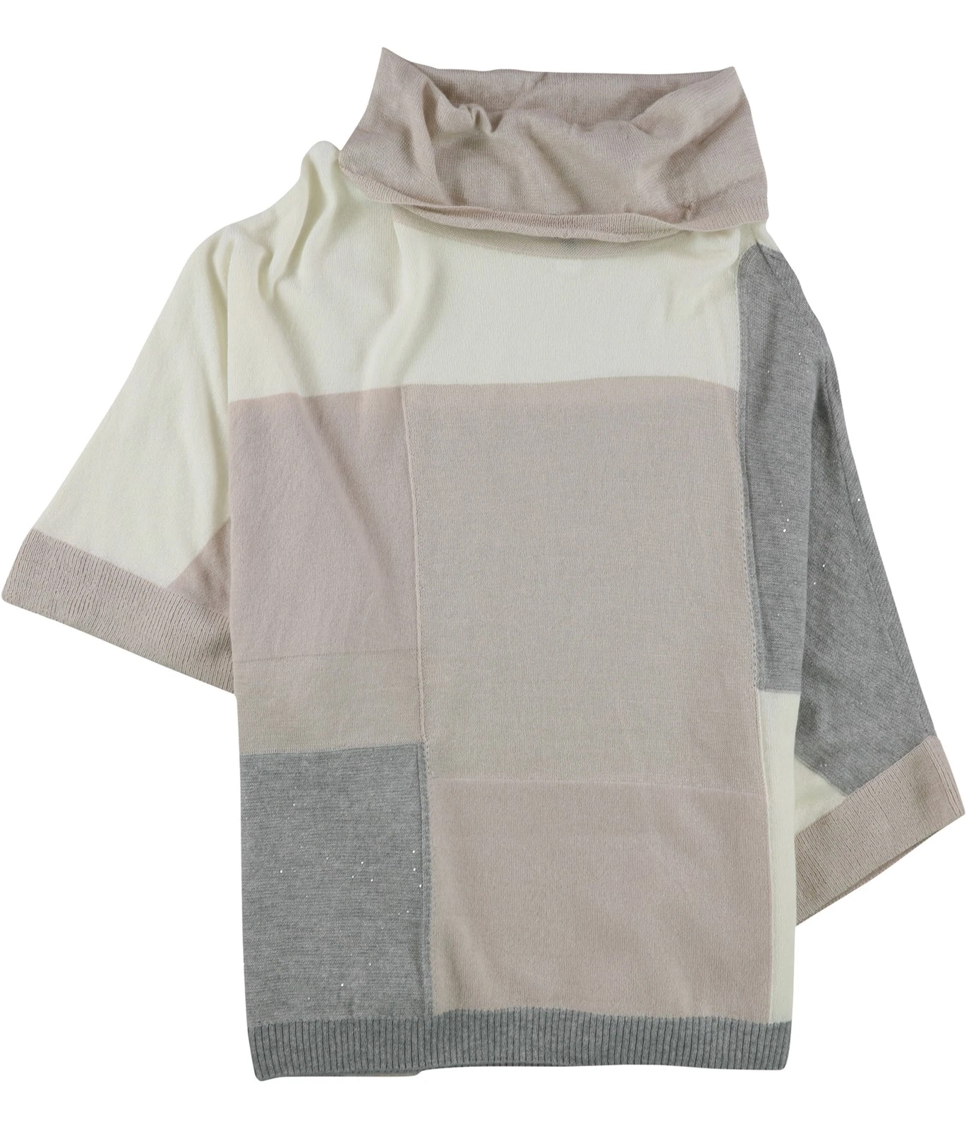 St. John Womens Cashmere Blend Patched Poncho Sweater, Beige, M/L