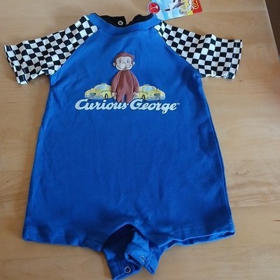 Curious George Boys 18M Cotton Short Sleeve  Romper Snaps 
