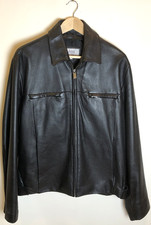 M Julian Wilson Leather Black Bomber Biker Lined Jacket Men's Size M