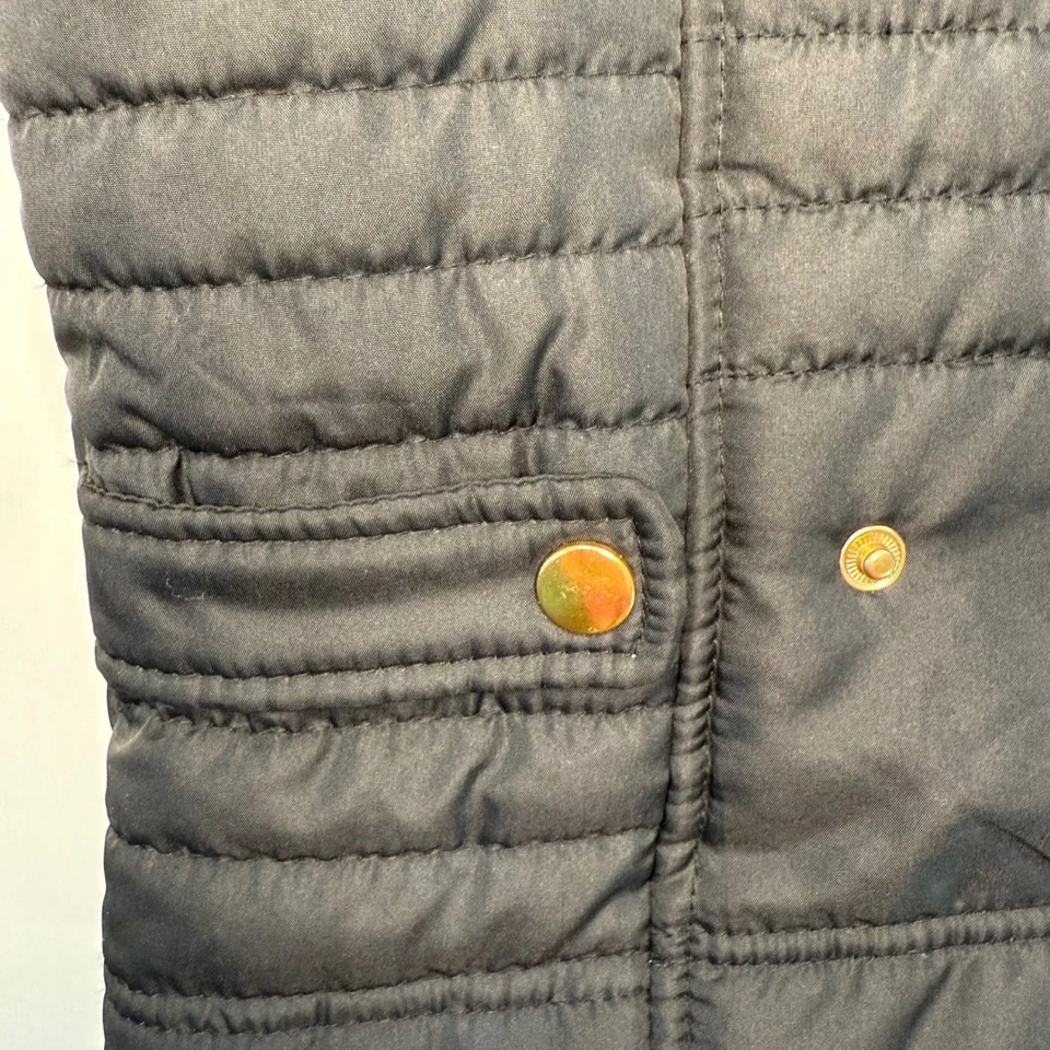 KC Collections Size Medium Women's Black Reversible Faux Fur Lined Puffer Vest - Image 4 of 4