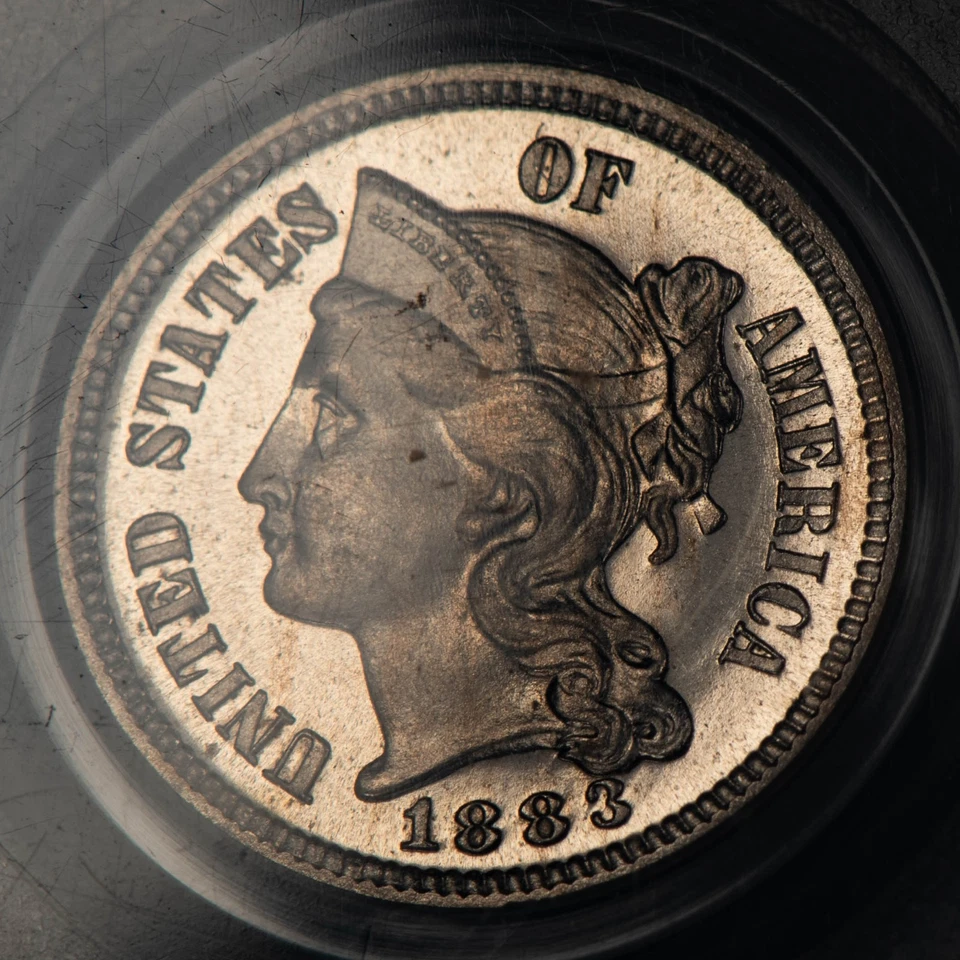 1883 3c Nickel Three Cent Piece Proof Coin - PQ Looks Cameo - PCGS PR 66 - B5190 - Image 4 of 4