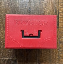 VTG 1960s Gilbert ERECTOR Set Parts  Manuals In Red Plastic Case - Collectible