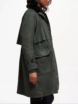 Barbour Floree Waxed Cotton Canvas Jacket w/Faux Fur Collar - Olive - 8UK 