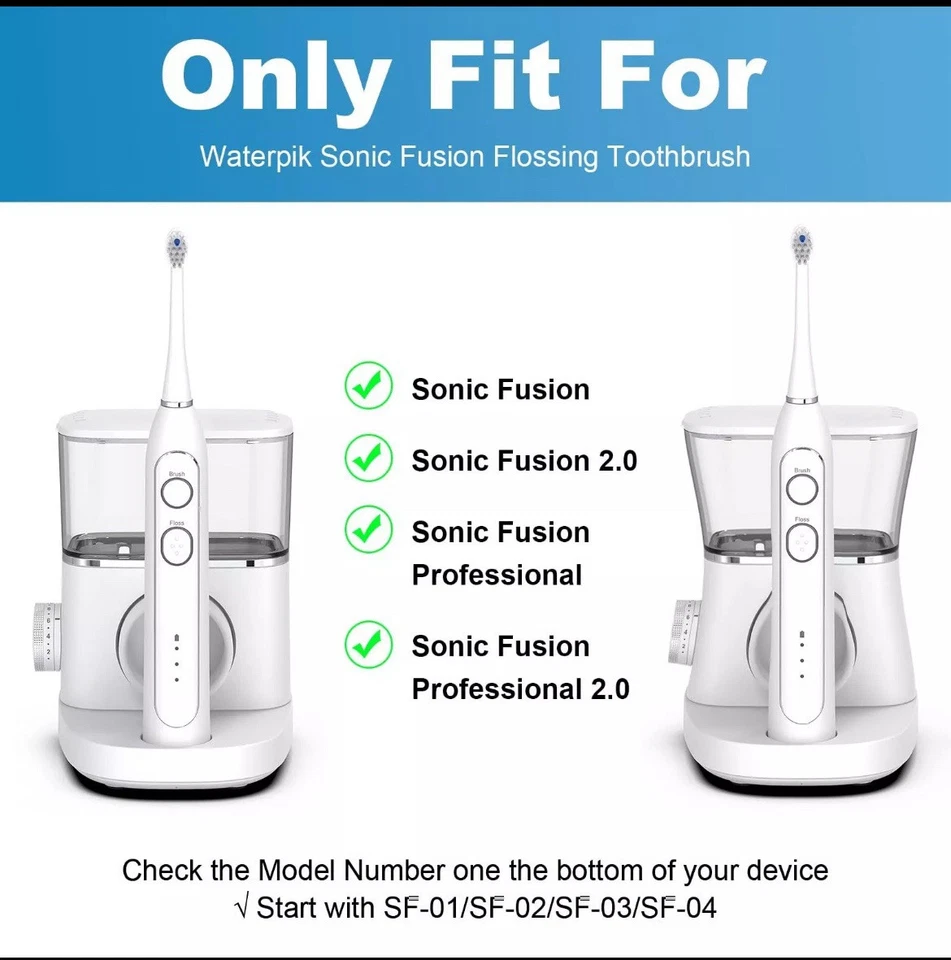Paquete de 4 cabezales de cepillo de repuesto para cepillo de dientes WaterPik SonicFusion con hilo dental Foto 2 de 4