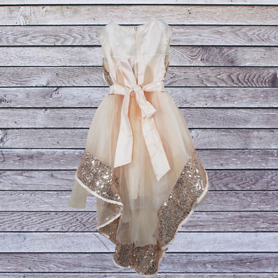 Sara Girl's Formal Dress Wedding Sz 3 High-Low Train Cream Sequin Bow Easter | eBay Sara Girl's Formal Dress Wedding Sz 3 High-Low Train Cream Sequin Bow Easter | eBay