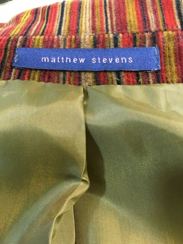 NWOT Jacket Corduroy Multi Stripe Red Rust Fitted Retro Style Haute Couture - Picture 6 of 7