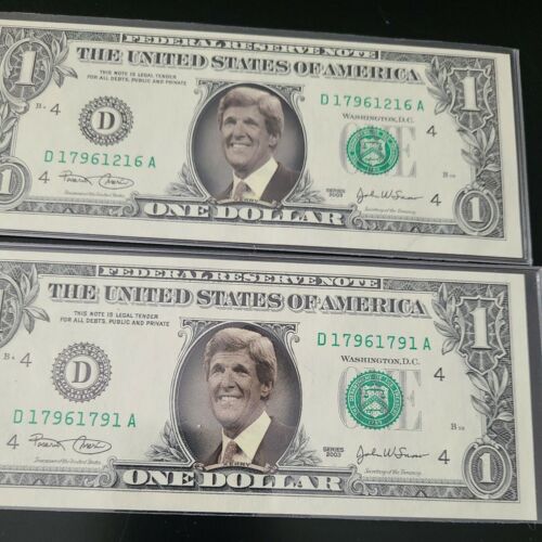 Monetary Exchange 2004 Presidential Election One Dollar Bill Set Of 2 Kerry... - Picture 2 of 4