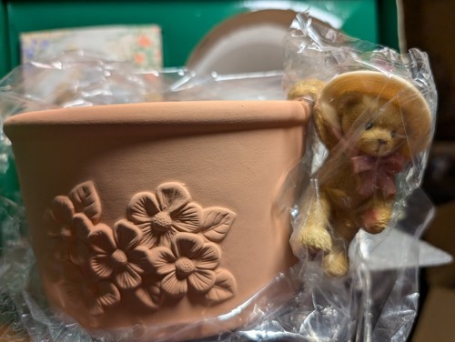 Figurina nuova cara orsacchiotti 2002 appartenenza terracotta fioriera vaso abbracciatore - Foto 11 di 12