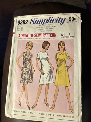 60's Basic fitted dress How to sew Simplicity 6392 size 14 CUT