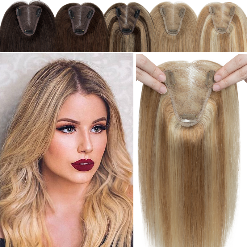 Handmade Women Topper 100% Remy Human Hair Toupee Hairpiece  display picture 2