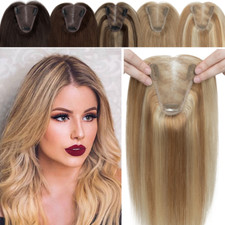 Handmade Women Topper 100 Remy Human Hair Toupee Hairpiece Wigs Clip In Wiglet