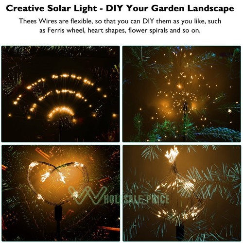 150 LED Solar Fire Flower Lights Outdoor Waterproof Path Lawn Garden Decor Lamp - Picture 24 of 58