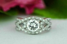 2CT Round Cut Lab-Created Diamond Engagement Wedding Ring 14K White Gold Over
