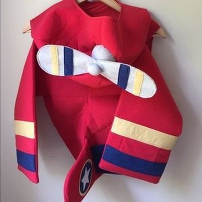 Nice Used Condition Rare Pottery Barn Kids Red Airplane Costume 4