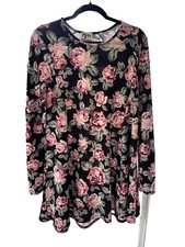 Show Me Your Mumu Harrison Babydoll Dress Black Floral Boho Long Sleeve - Medium