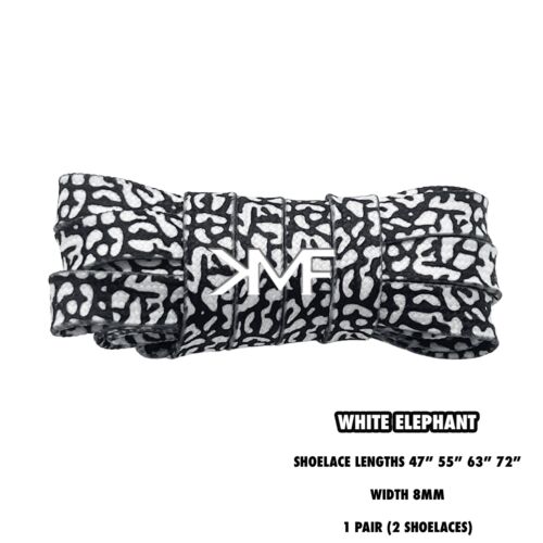 Elephant Print Flat Colorful Shoelaces New Colors Laces AJ3 Pattern Inspired - 第 3/9 張圖片