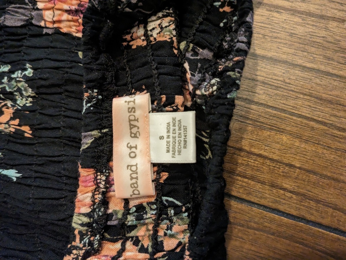 Band Of Gypsies Floral Wide-Leg Jumpsuit W/ Pockets, black, Size