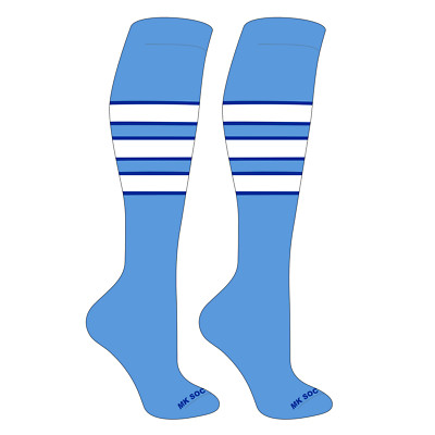Striped OTC Baseball, Softball, Football Socks (C) Columbia Blue, Royal, White