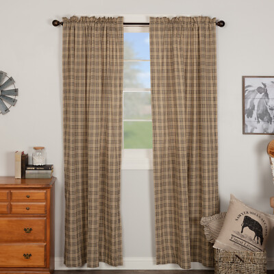 Sawyer Mill Charcoal Plaid Panel Set 84'' PANEL CURTAIN SET Rustic Country