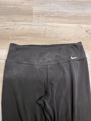 Womens Black Nike Dri Fit Capri Leggings Gym Jogger Yoga Pants Size M Hip Swoosh - Picture 2 of 6