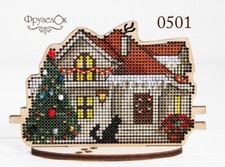 DIY Cross Stitch Kit Winter house on Wood Cross Stitch Craft Set for Decor
