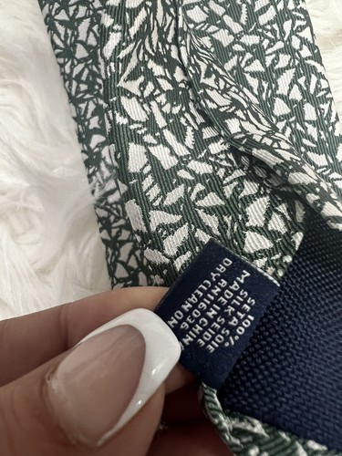 CHARLES TYRWHITT Mens 100% Silk Necktie Luxury Designer Green Ivory Multi NWT - Picture 7 of 8