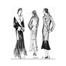 Past Patterns 5990 - Late 1920s V-neck Coat Sewing Pattern bust size 34"