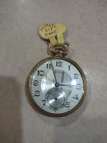 Rare Illinois antique pocket watch with second hand gold filled 21 jewels