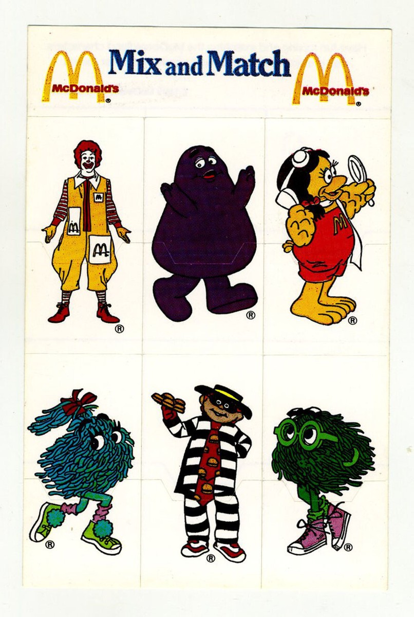 1992 McDonald's Ephemera Mix And Match Stickers- Birdie The Early