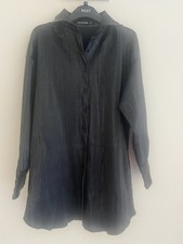 PLT Black Leather Looked Ribbed Mini Shirt Dress Size UK 8