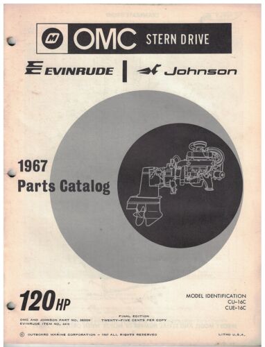 1967  Evinrude/ Johnson 120  hp inboard boat motor parts catalog OMC Stern drive - Picture 1 of 1