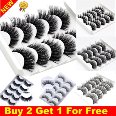 DAYDAYUP-UK 5Pairs 3D Natural False Eyelashes Long Thick Mixed Fake Eye Lashes Makeup Mink