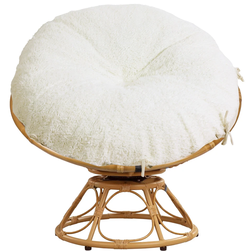Shaggy Cover for Papasan Cushion Fluffy Faux Fur Papasan Chair Slipcover w/8Ties - Image 2 of 4