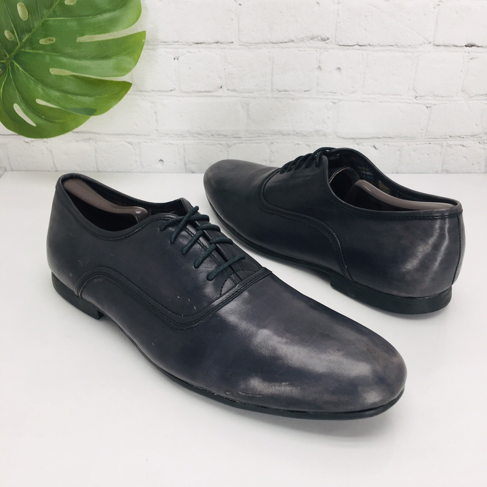 SAOLA Scarpe Bed Stu Cobbler Series Derby Oxford da uomo taglia 10 in pelle nera invecchiata