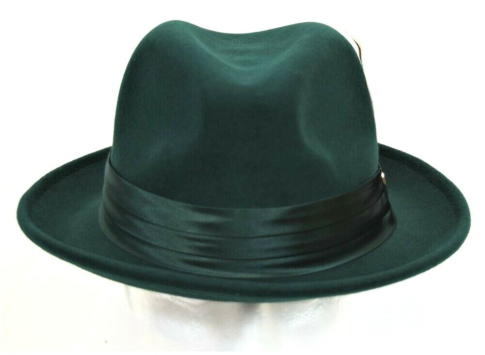 Men's Fedora Dress Hat Hunter Green UN-116 100% Australian Wool S, M, L, XL