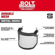 Milwaukee Tool 48-73-1430 Bolt Metal Mesh Full Face Shield For Milwaukee Safety