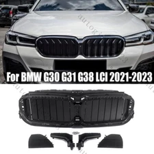 Black Front Kidney Grille &Air Shutter For BMW G30 G31 G38 5 Series LCI 2021-23