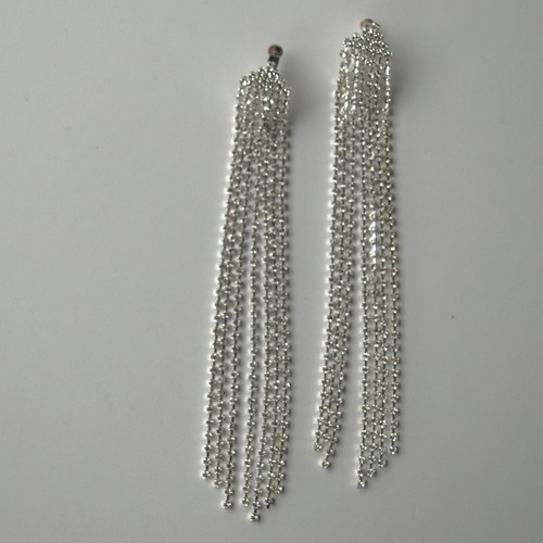 Fashion EARRINGS: sparkly diamante chandelier rhinestone long-drop clip-ons - Picture 4 of 6