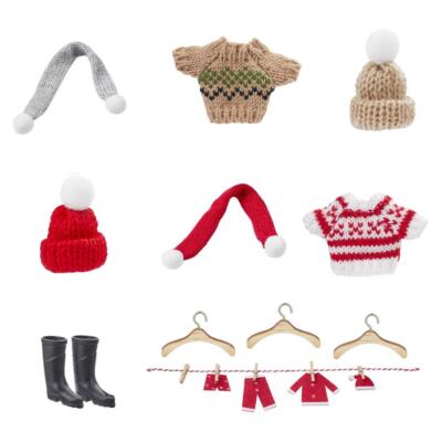 Mini Kleidung, Pullover 3,5 x 5 cm Schal Mütze Wäscheleine für Wichtel, Hobbyfun