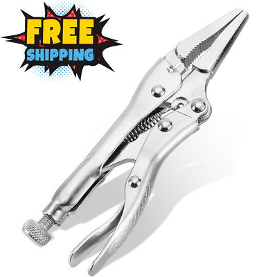 4-1/2'' Long Nose Locking Pliers,CR-V Steel Vice Grips, Adjustable Locking Pliers