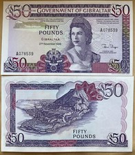 Gibraltar 50 Pounds 1986 Year P-24 UNC