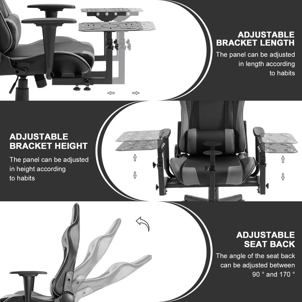 Hottoby Soporte Simulador de Vuelo con Asiento Gris Se Adapta a Logitech X52 X56 Thrustmaster Foto 4 de 4