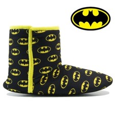 Image of BATMAN MENS SLIPPERS BLACK COMFY PADDED NOVELTY WARM SLIPPERS NEW UK SIZES 7-12